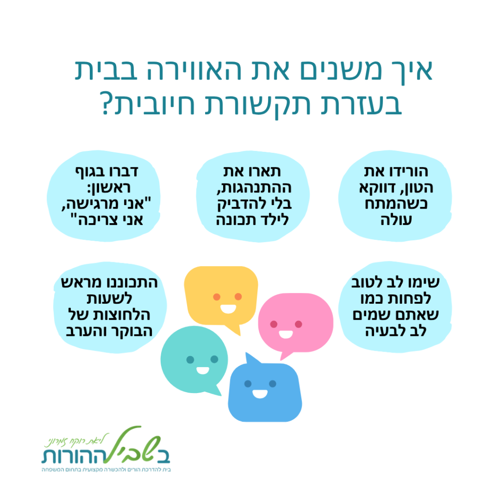 תמונה עם מידע על איך משנים את האווירה בבית באמצעות תקשורת חיובית